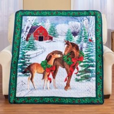 Christmas Horse and Cardinal Throw